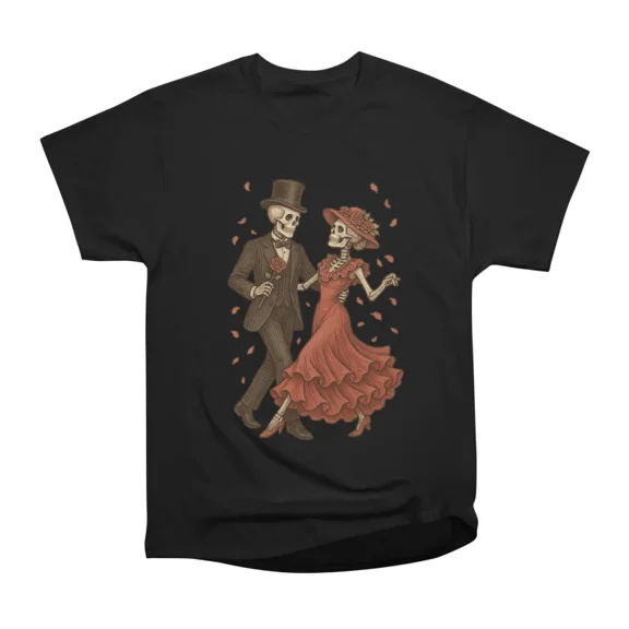 Eternal Dance of Love Romantic Skeleton Couple T-Shirt Tee Gift For Him Merch For Her Appa