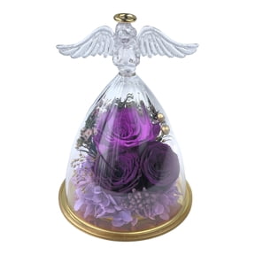 Eternal Dried Flower Angel Acrylic Dome Glass Cover Ornament Romantic Gift Box for Loved One