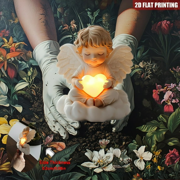 Eternal Embrace Angel Garden Stake, 2d Acrylic Memorial Garden Patio Stake, Christian Home Decor, Outdoor Religious Angel Decoration, Suitable for Christians(B)