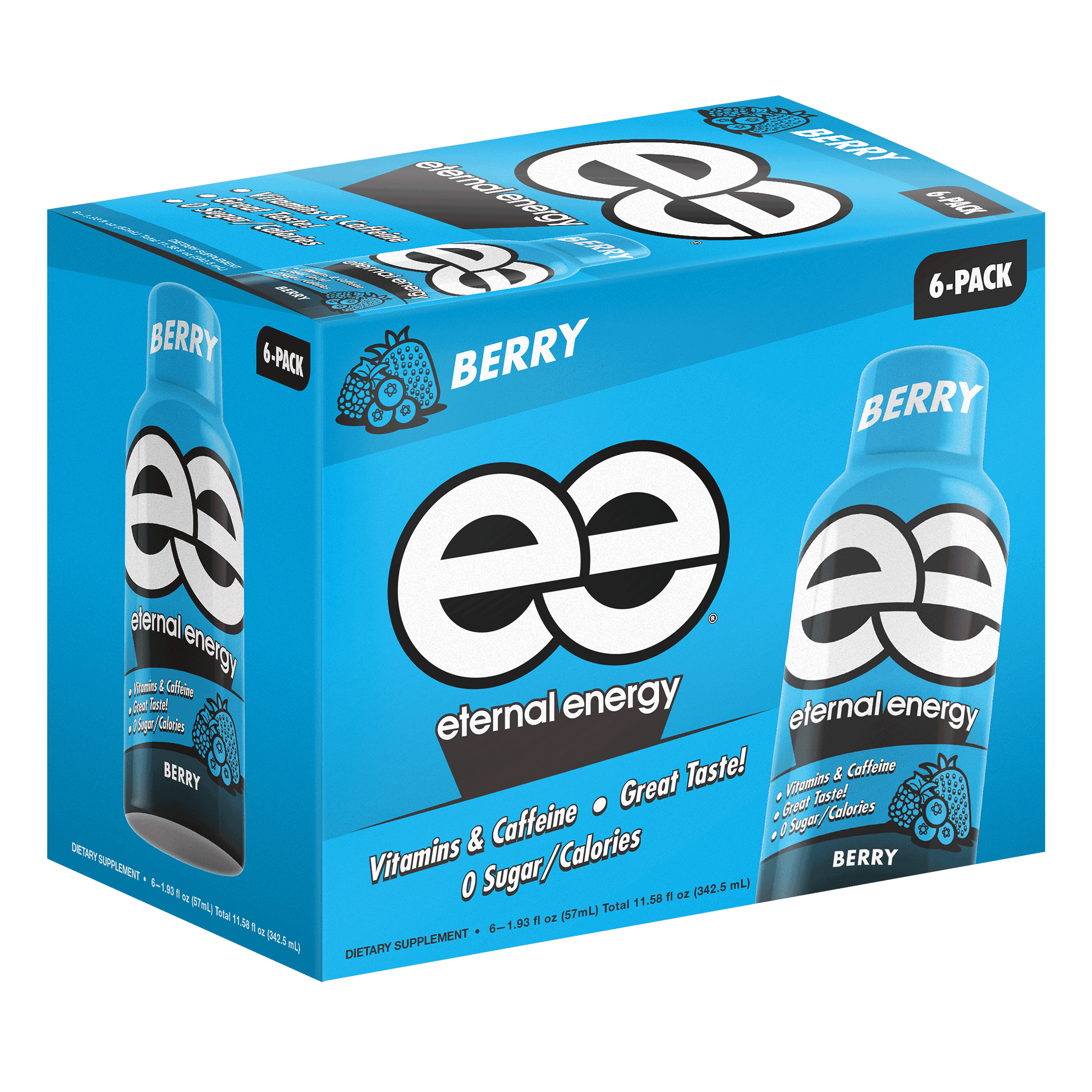 Eternal Energy Premium Energy Shot, Berry, 1.93 fl oz, 6 count