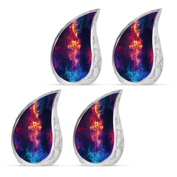 Eternal Flame Cross Mini Urns For Ashes Adult Male & Female - Cremation Decorative Urns For Human Ashes - Burial Funeral Adult Ashes 3 Inch 4 Pcs