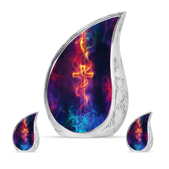 Eternal Flame Cross Mini Urns For Human Ashes Adult Man & Women - Large Cremation Urns For Human Ashes - Adult Funeral Ashes Combo 1 large 2 Keepsake