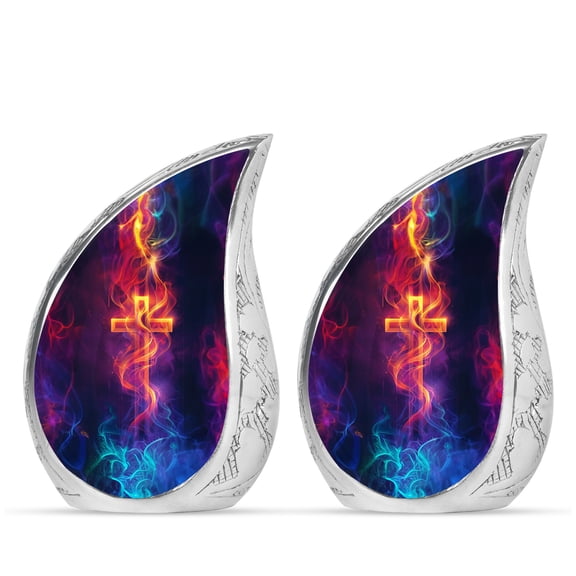 Eternal Flame Cross Small Urns For Human Ashes Adult Female - Mini Cremation Urn For Human Ashes Adult Male - Small Keepsake Ashes 3 Inch 2 Pcs