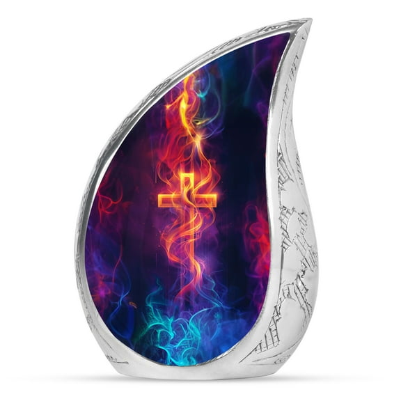 Eternal Flame Cross Small Urns For Human Ashes Adult Man & Women - Cremation Urn For Adult Ashes - Decorative Funeral Ashes 3 Inch 1 Pcs