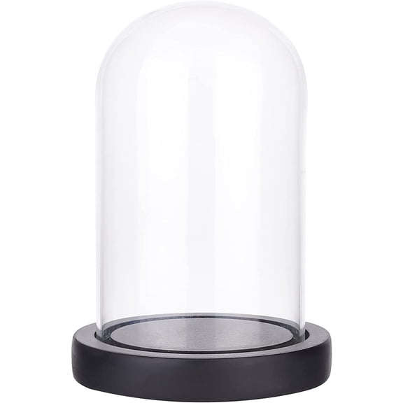Eternal Flower Glass Display Dome Cloche Glass Display with Wood Pedestal Bell Jar Cloche for Valentine's Day Mother's Day Flower