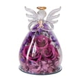 thumbnail image 1 of Eternal Flower Ornament for Valentine's Day,Valentine's Day Remembrance Ornament,Preserved Rose in Glass Angel Figurine,Romantic Gift for Wedding Anniversary, Birthday,Wedding Decoration(Purple), 1 of 7