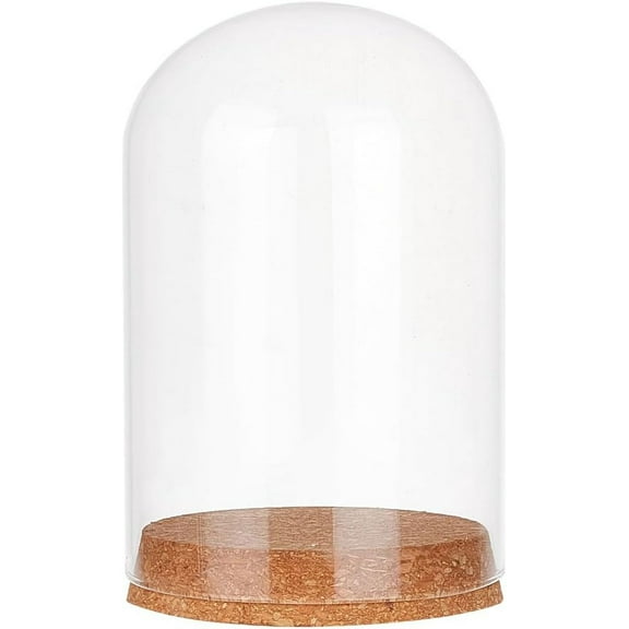 Eternal Glass Dome Cloche 6.43.9 Clear Cloche Bell Jar Terrarium Glass Display Dome Cover with Wood Base for Fairy Lights DIY Preserved Flower Gift Decorations Crafts Clear
