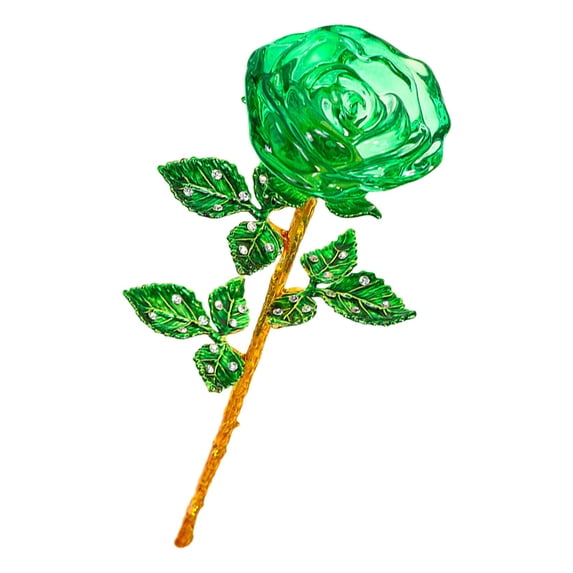 Eternal Glass Rose Flowers 2Pcs with Green Leaves, 9.4X2.7In Artificial Roses in Box for Mother'S Day, Wedding Anniversary, Valentine'S Day Gift Home Decor, 1 Rose
