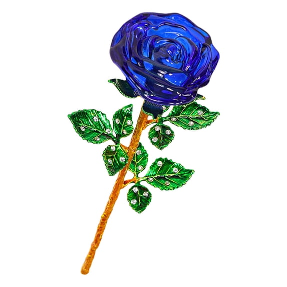 Eternal Glass Rose Flowers 2Pcs with Green Leaves, 9.4X2.7In Artificial Roses in Box for Mother'S Day, Wedding Anniversary, Valentine'S Day Gift Home Decor, 1 Rose
