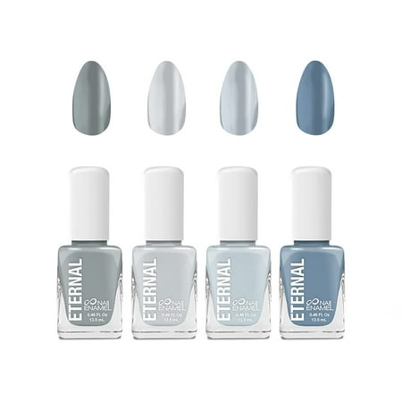 Eternal Gray Nail Polish Set for Women (MINIMALIST) - Light Nail Polish Set for Girls - Lasting & Quick Dry Natural Nail Polish Kit for Home DIY Manicure & Pedicure - Made in USA, 13.5mL (Set of 4)