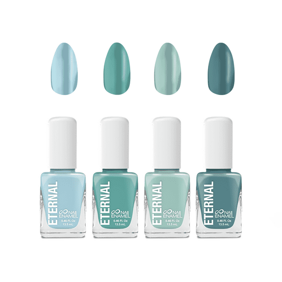 Eternal Green Nail Polish Set for Women (MINDFULNESS) - Light Blue Nail Polish Set for Girls - Long Lasting & Quick White Nail Polish for Home DIY Manicure & Pedicure - Made in USA, 13.5mL (Set of 4)