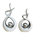 thumbnail image 1 of Eternal Harmony Abstract Resin Sculpture Set, Modern White and Gold Tabletop Figurine for Home Office Decor, Artistic Curvy Ribbon Design Statues, 1 of 2