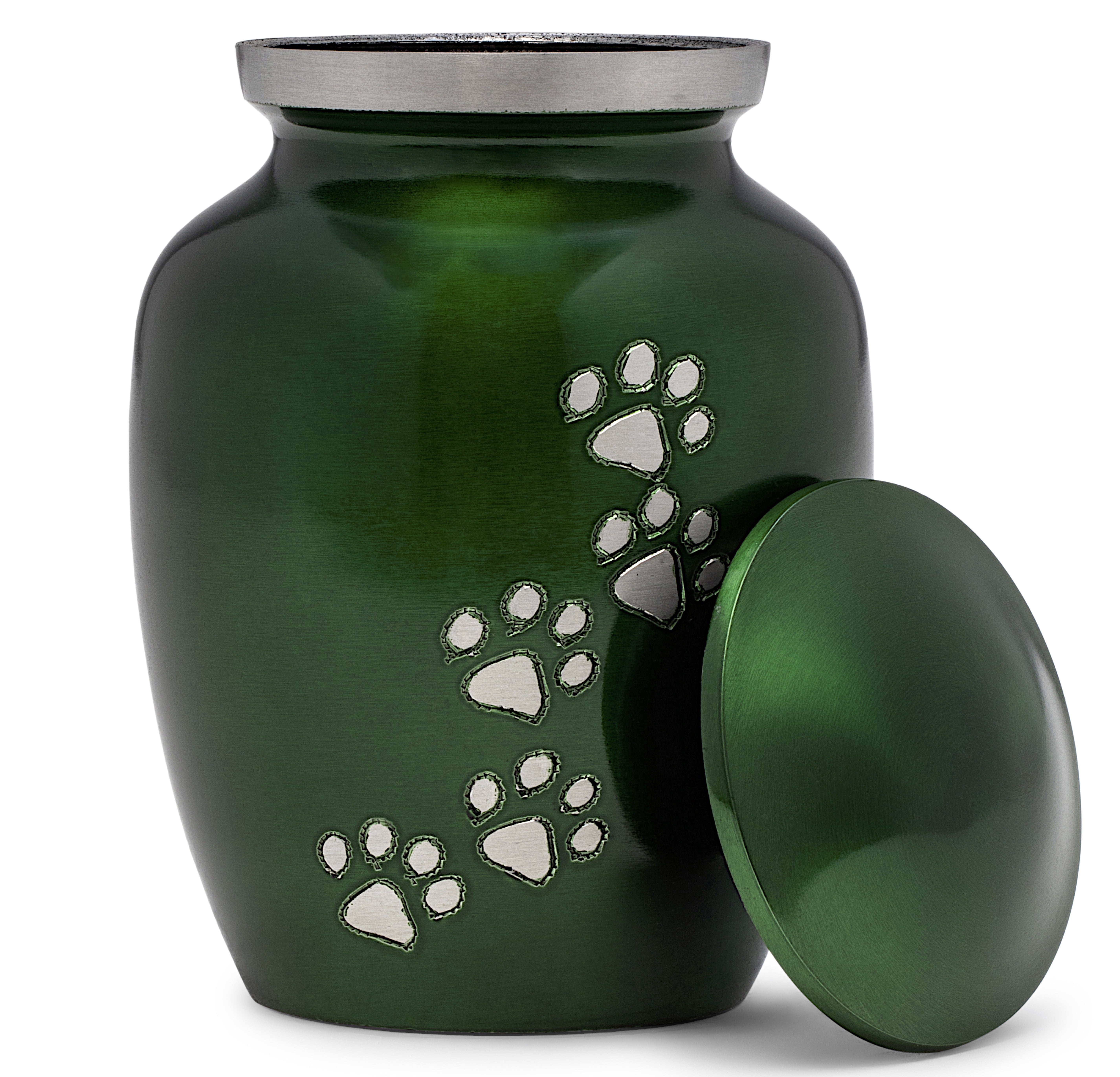 Eternal Harmony Cremation Urn for Animal Ashes | Funeral Urn Carefully Handcrafted with Elegant Finishes to Honor and Remember Your Pet | Dogs and Cats Urn with Beautiful Velvet Bag (Green, Medium)