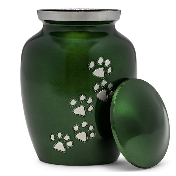 Eternal Harmony Cremation Urn for Animal Ashes | Funeral Urn Carefully Handcrafted with Elegant Finishes to Honor and Remember Your Pet | Dogs and Cats Urn with Beautiful Velvet Bag (Green, Medium)