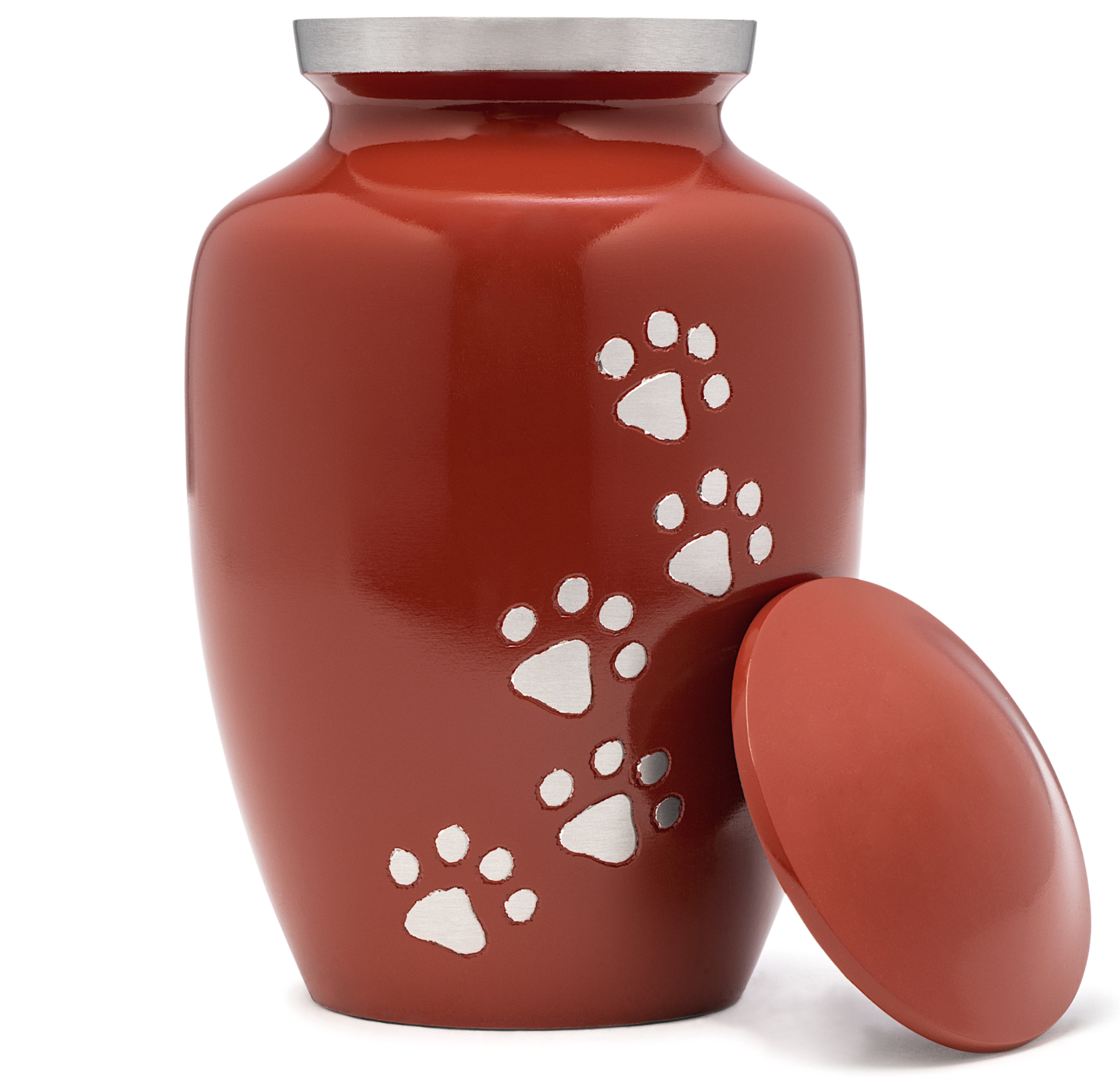 Eternal Harmony Cremation Urn for Animal Ashes | Funeral Urn Carefully Handcrafted with Elegant Finishes to Honor and Remember Your Pet | Dogs and Cats Urn with Beautiful Velvet Bag (Red, Large)