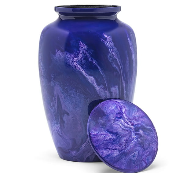 Eternal Harmony Purple Metal and Velvet Adult Handcrafted Cremation Urn