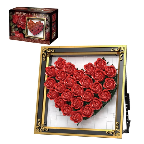 Eternal Heart 3D Rose Frame Building Blocks DIY Romantic Decor Adults 14+ Dual Display Valentine's Anniversary Gift