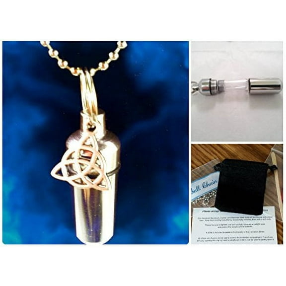 Eternal INFINITY CREMATION URN on 24" Chain with Engraved HEART - Includes Velvet Pouch, Fill-Kit, Instructions