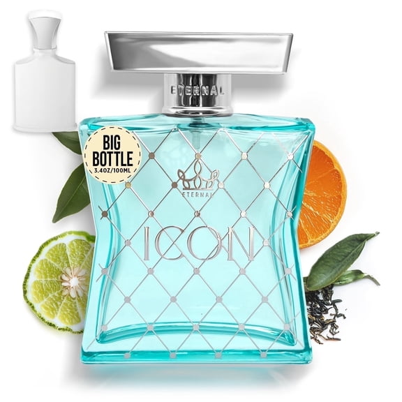 Eternal Fragrance ICON, Fresh Metallic Crisp Citrus Eau de Parfum, Inspired by Silver Mountain Water, Unisex Perfume, Cologne 3.4 oz (100ml) Spray
