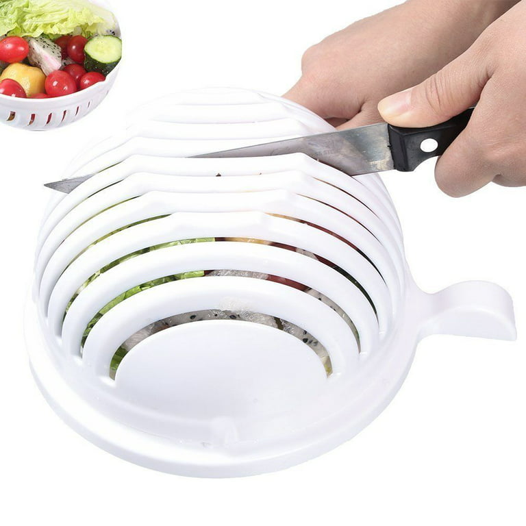 Eternal Instant Salad Bowl - Chopper Slice Fresh Healthy Nutrition Balanced  Salad Maker Bowl White