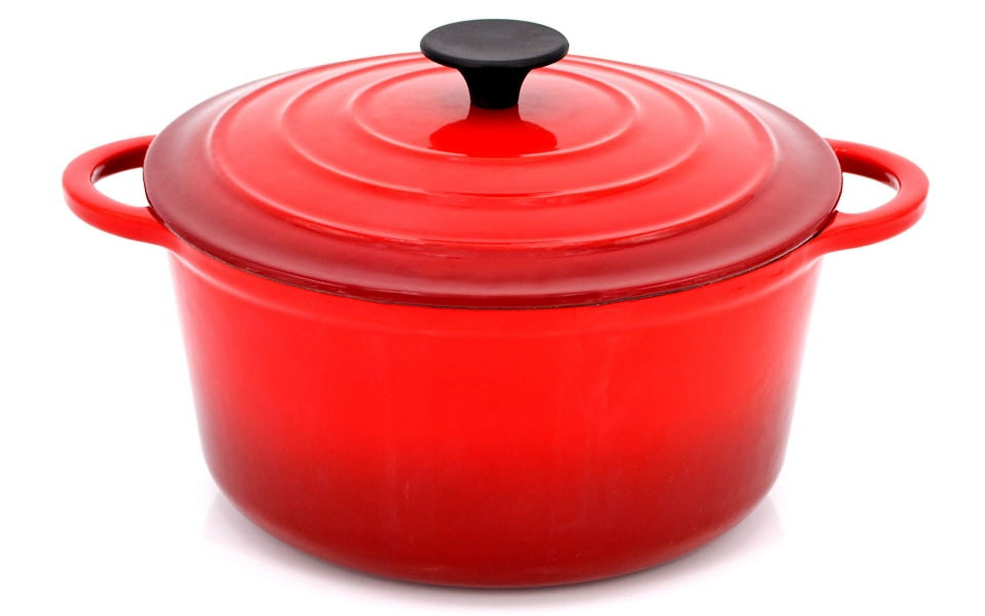 KUTIME Cast Iron Dutch Oven 3 Quart Enameled Dutch Oven, Stock Pot with  Lid, Red 