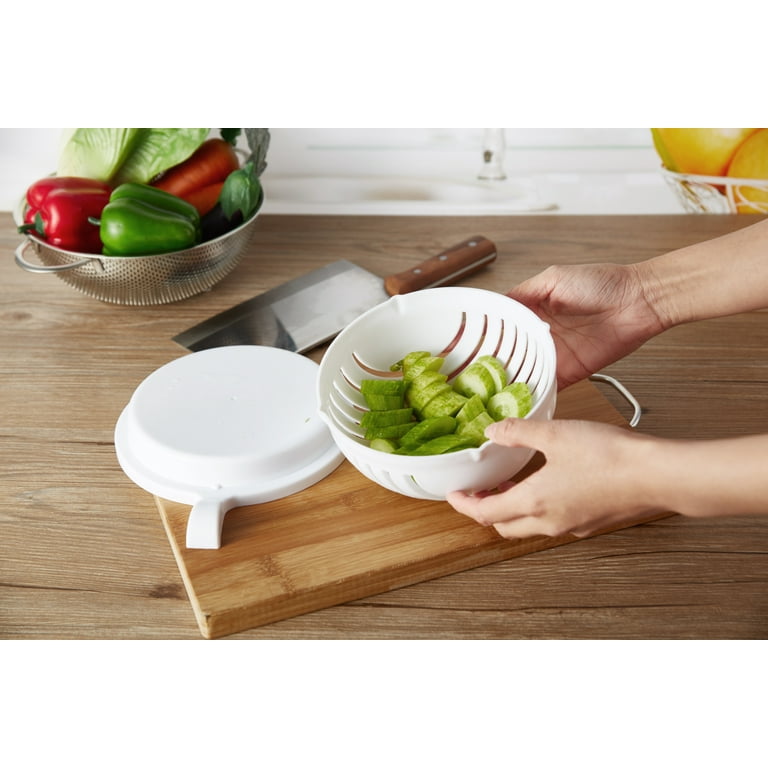 Eternal Instant Salad Bowl - Chopper Slice Fresh Healthy Nutrition Balanced Salad  Maker Bowl White 