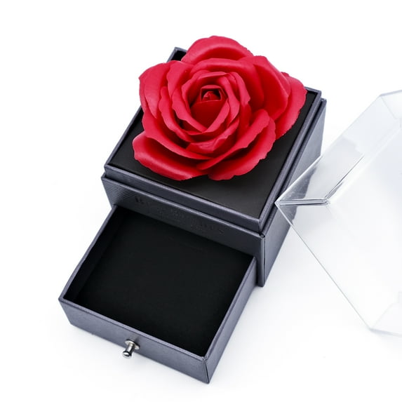 Eternal Life Flower Jewelry Red Rose Acrylic Drawer Gift Box Romantic for Female