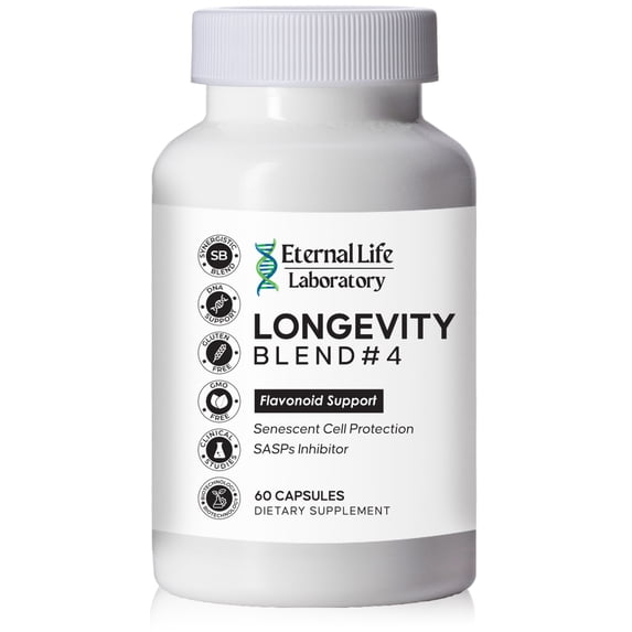 Eternal Life Laboratory Longevity Blend #4 Anti-Aging Supplement with Luteolin, Quercetin, Rhodiola Rosea for Cellular Defense with Immunity and Energy Support - 60 Capsules