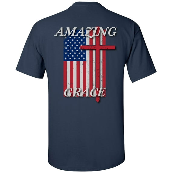Eternal Life Series Amazing Grace Unisex Short Sleeve T-shirt-Navy-Large