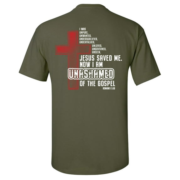 Eternal Life Series Unashamed Of The Gospel Unisex Short Sleeve T-shirt-Military-X-Large