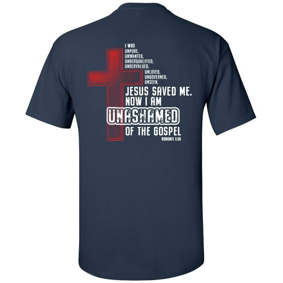 Eternal Life Series Unashamed Of The Gospel Unisex Short Sleeve T-shirt-Navy-Small