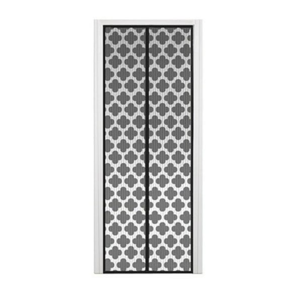 Eternal Lifestyle - Magnetic Velcro Screen Hands-Free Door Mesh 48"x72" - Floral Design - Black