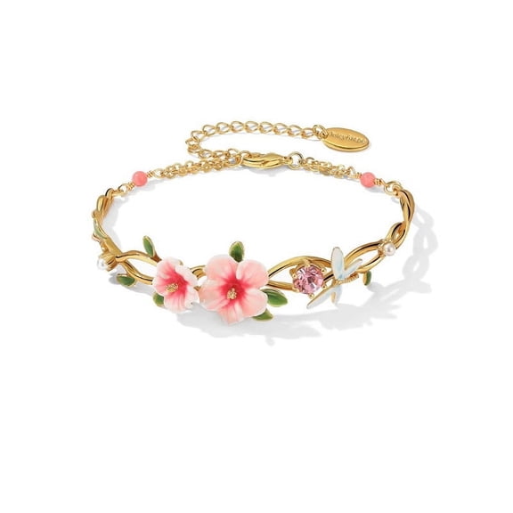 Eternal Love Hibiscus Dragonfly Half Bracelet Bracelet Women Sweet Bracelet Women's Jewelry