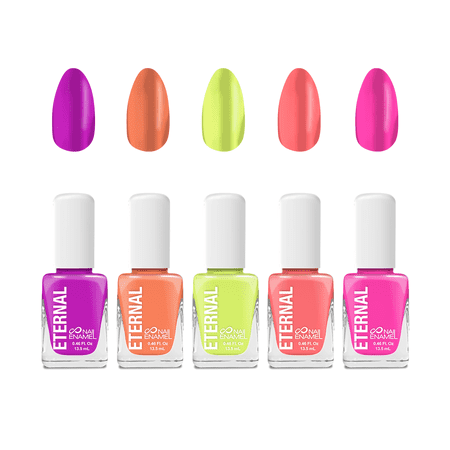 Eternal Neon Nail Polish Set for Women (GIRLS JUST WANNA HAVE NEONS) - Nail Polish Set for Girls - Lasting & Quick Dry Finger nail Polish Kit for Home DIY Mani Pedi - Made in USA, 13.5mL (Set of 5)