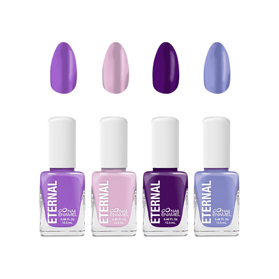 Eternal Nail Polish Set for Women (HOLA BONITA) - Nail Polish Pastel Light Purple Shades Set for Girls - Lasting & Quick Dry Nail Polish Kit for Home DIY Mani Pedi - Made in USA, 13.5mL (Set of 4)