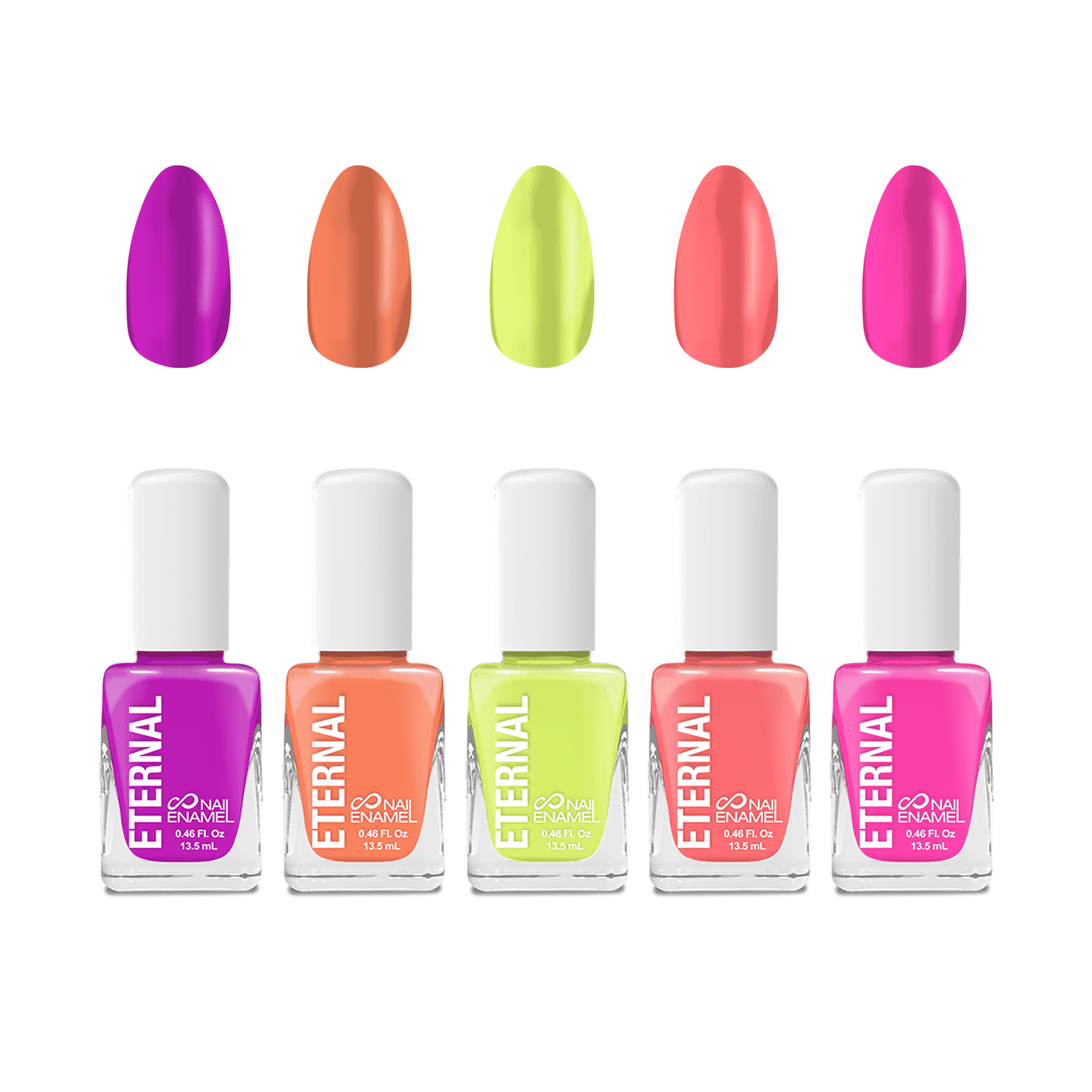 Eternal Neon Nail Polish Set for Women (GIRLS JUST WANNA HAVE NEONS) - Nail Polish Set for Girls - Lasting & Quick Dry Finger nail Polish Kit for Home DIY Mani Pedi - Made in USA, 13.5mL (Set of 5)