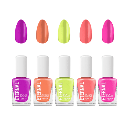 Eternal Neon Nail Polish Set for Women (GIRLS JUST WANNA HAVE NEONS) - Nail Polish Set for Girls - Lasting & Quick Dry Finger nail Polish Kit for Home DIY Mani Pedi - Made in USA, 13.5mL (Set of 5)