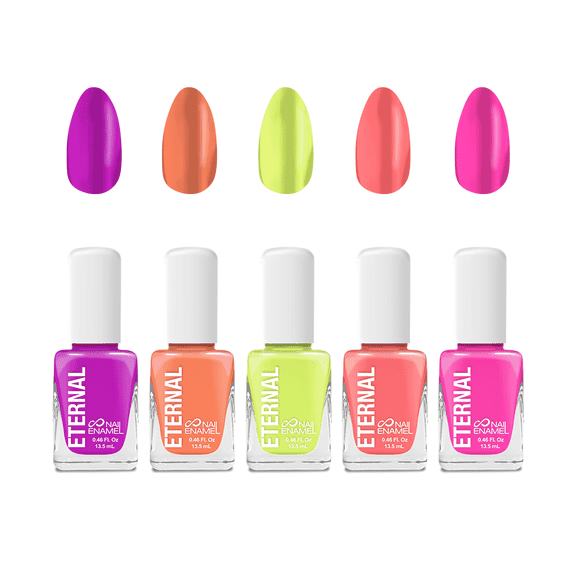 Eternal Neon Nail Polish Set for Women (GIRLS JUST WANNA HAVE NEONS) - Nail Polish Set for Girls - Lasting & Quick Dry Finger nail Polish Kit for Home DIY Mani Pedi - Made in USA, 13.5mL (Set of 5)