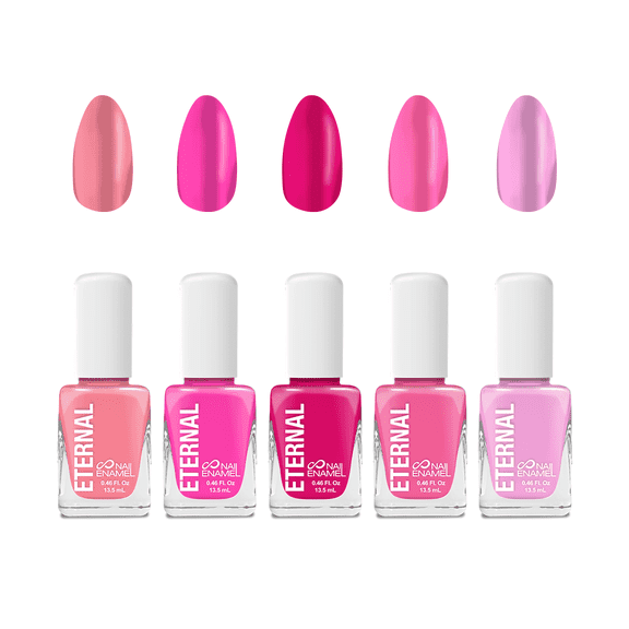 Eternal Pink Nail Polish Set (SO PINK) - Pastel Pink Nail Polish Set for Woman - Long Lasting & Quick Drying Natural Nail Polish Kit for Home DIY Manicure/Pedicure - Made in USA, 13.5mL (Set of 5)