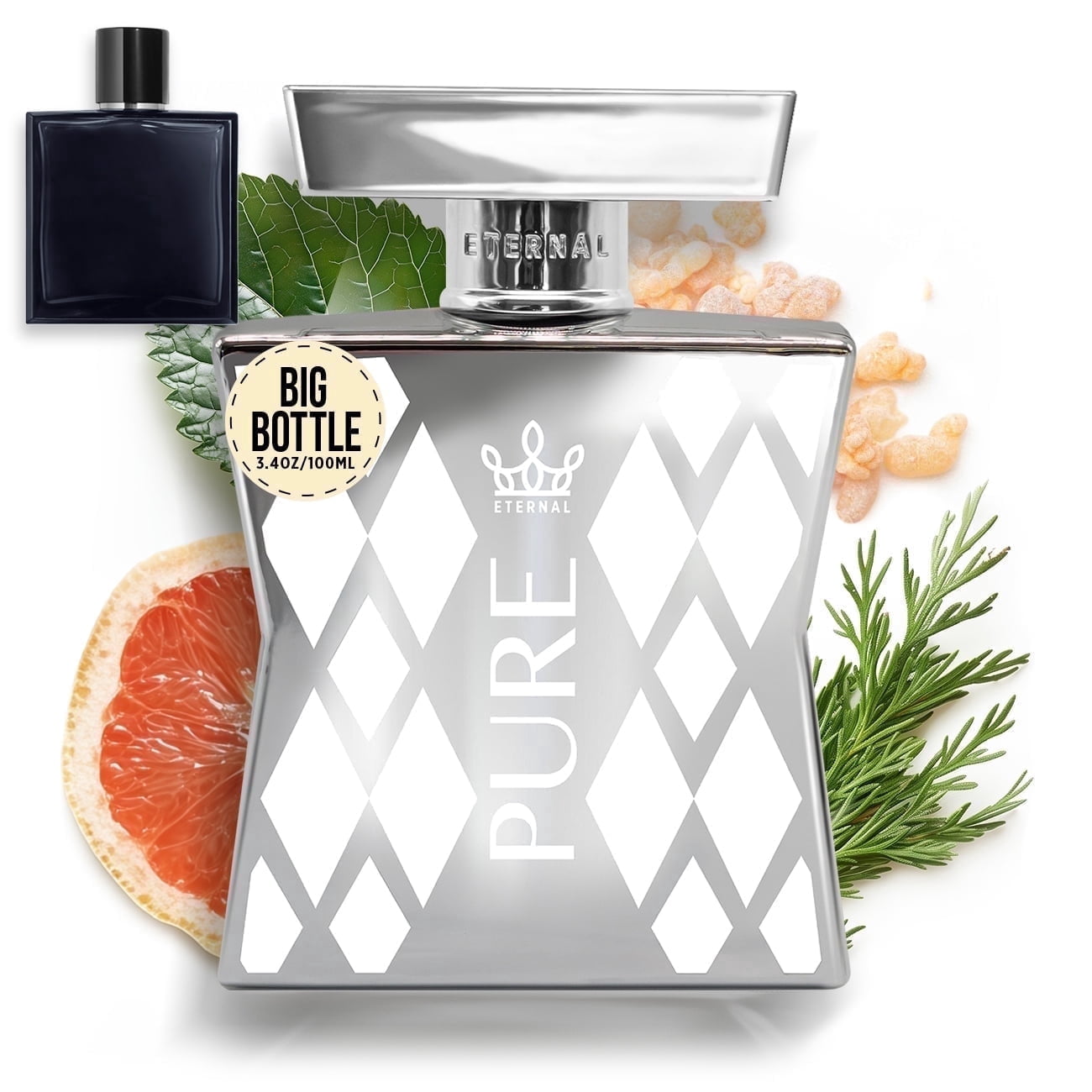 Eternal Fragrance PURE, Clean Citrus, Elegant Woody Aromatic Eau de Parfum, Inspired by Iconic Blue de Cologne for Men, 3.4 oz (100ml) Spray