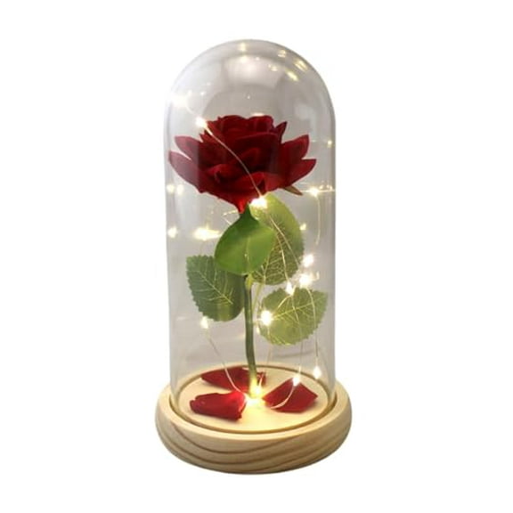 Eternal Red Rose in Dome with LED Lights – Romantic Gift for Her on Mother’s Day,Weddings,Birthdays & Special Occasions – Includes Gift Box