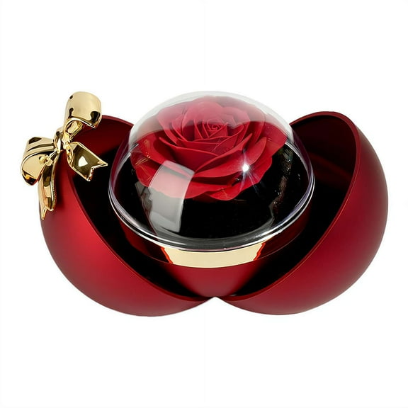 Eternal Rose Gift Box - 4.3 Inch Preserved Real Rose Jewelry Box, 3-5 Year Lasting Valentine's Day, Anniversary Gift