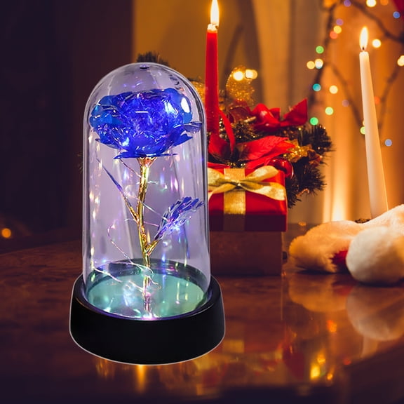 Eternal Rose Gift, Light Up Flower in Glass Dome, LED Glow & Preserved Real Rose, for Valentine's Day Birthday Mom Wife, Perfect Romantic Gift, 5.9x3.3in