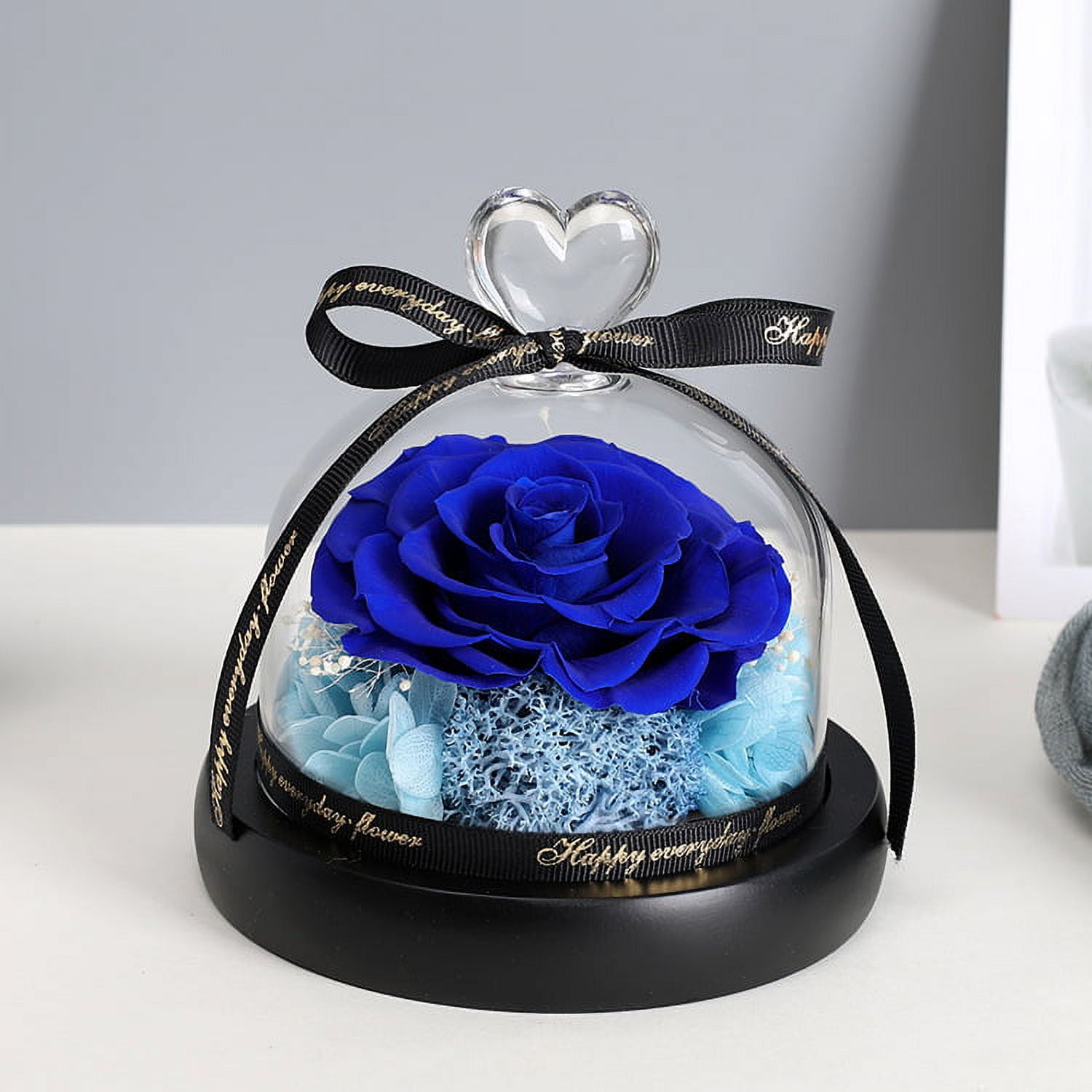 SWEETIME Blue Rose Lamp Real Preserved Rose in Glass Dome, Forever Flower  Night Light with Bluetooth Speaker, Eternal Flowers Rose Musical Box Gift  for Her on Mother's Day, Birthday, Valentine Day. 