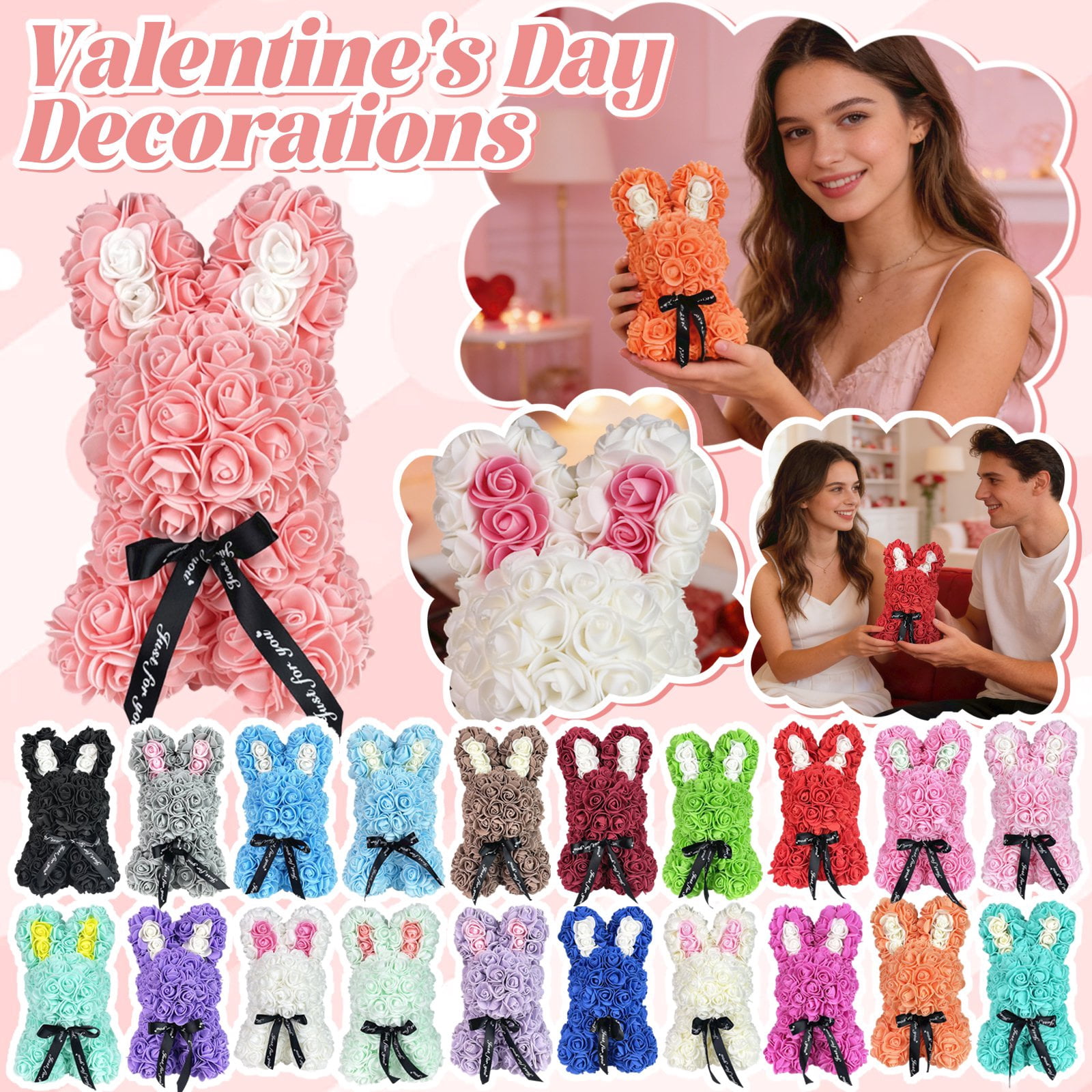 Eternal Rose Rabbit Brown With Pe Foam Flowers Preserved Flower Bunny ...
