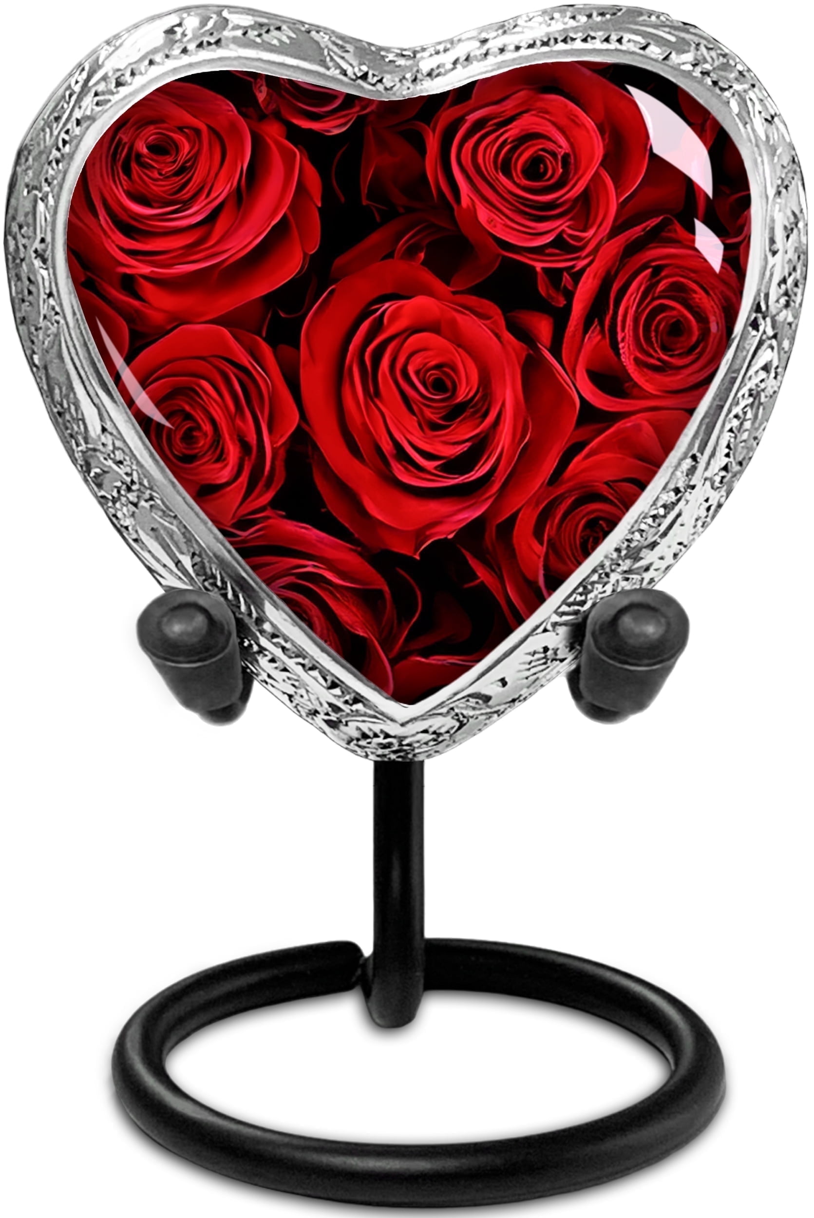 Red Roses Heart Keepsake Urn for Human Ashes – Small Memorial Urn for Adult Female – Tribute for Mother, Daughter, Sister, or Wife – A Symbol of Eternal Love to Share and Keep Close