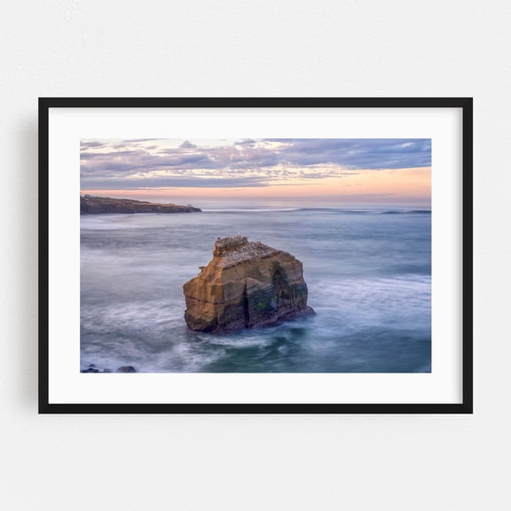 Eternal Sentinel - Photography Seascape Ocean Coast Sunset Waves Scenic Nature Black Framed Wall Art Print 5 x 7 inches