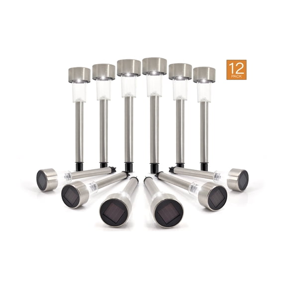 Eternal -Solar Powered Garden LED Pathway Landscape Yard Patio Lighting - Silver 14" in Tall 12-Pack