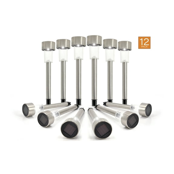 Eternal -Solar Powered Garden LED Pathway Landscape Yard Patio Lighting - Silver 14" in Tall 12-Pack