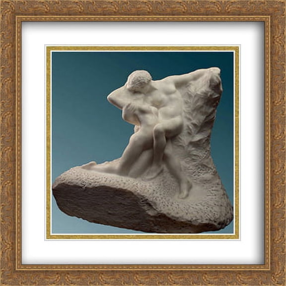 Eternal Spring 2x Matted 28x28 Large Gold Ornate Framed Art Print by Rodin, Auguste